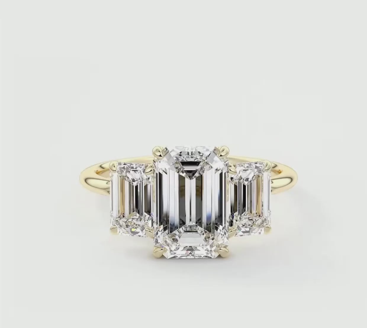 Amara Emerald Cathedral Trilogy Engagement Ring