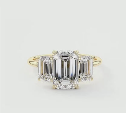 Amara Emerald Cathedral Trilogy Engagement Ring