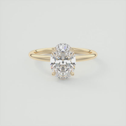 Aurora Oval Hidden Halo Ring – Lab Diamond or Moissanite