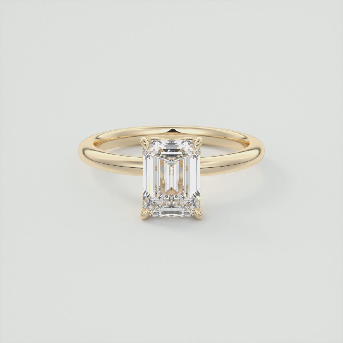 Celestia Emerald Solitaire Ring – Lab Diamond or Moissanite