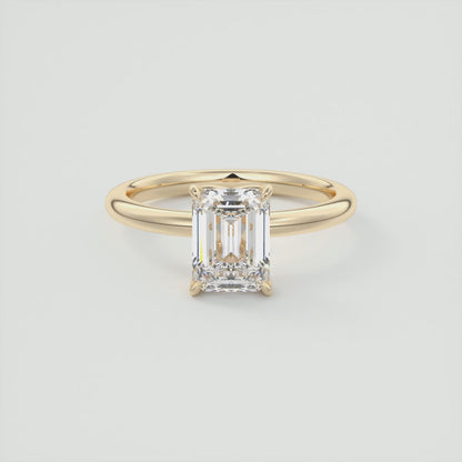 Celestia Emerald Solitaire Ring – Lab Diamond or Moissanite