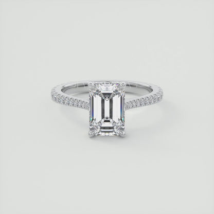 Juliette Emerald Hidden Halo Pavé Cathedral Engagement Ring