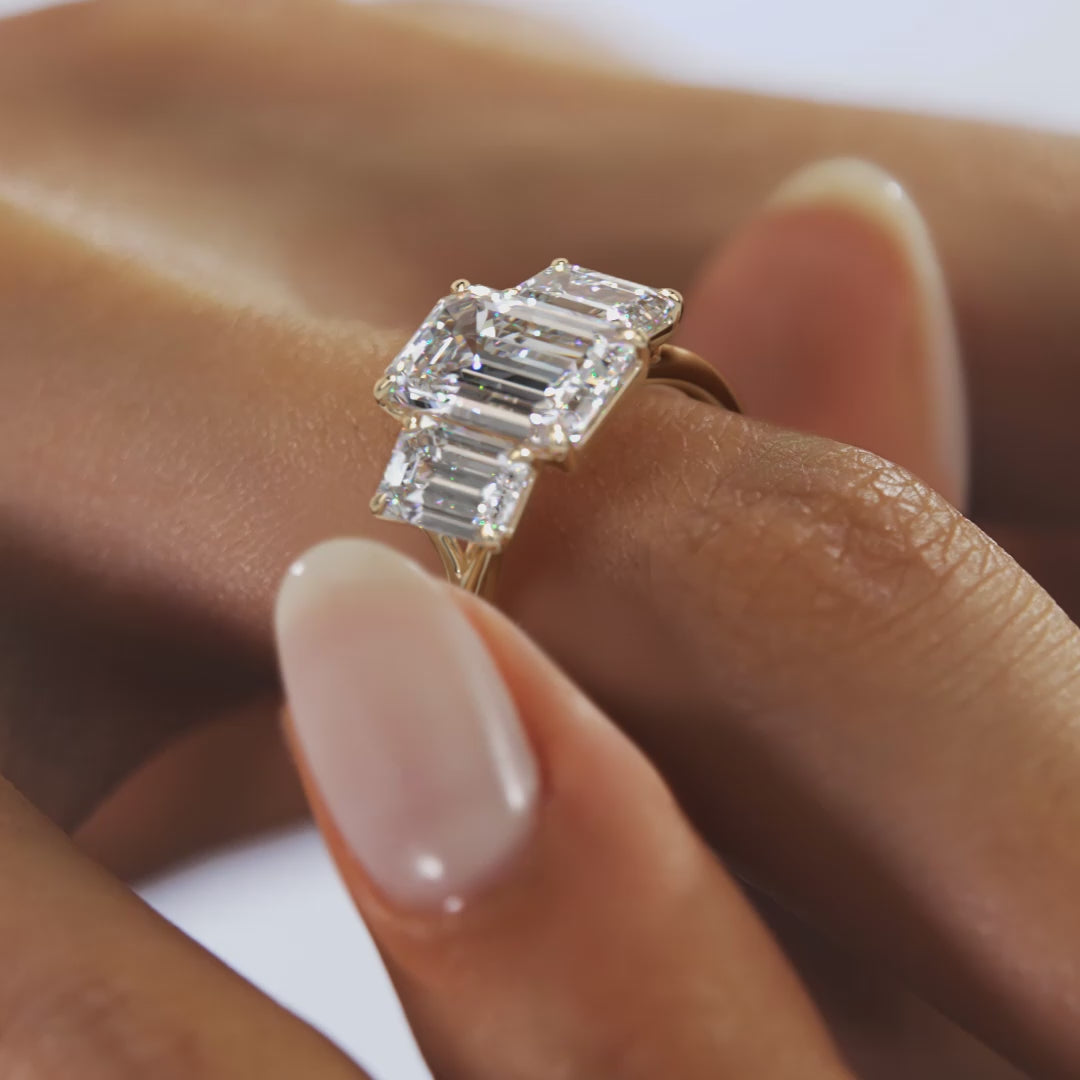 Amara Emerald Cathedral Trilogy Engagement Ring