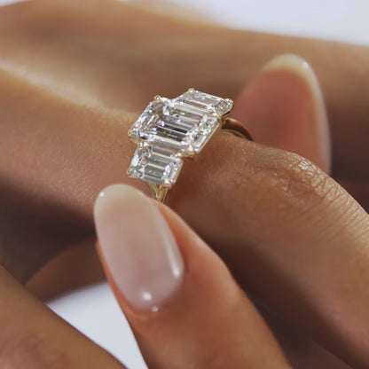 Amara Emerald Cathedral Trilogy Engagement Ring
