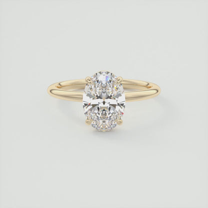 Elysian Oval Solitaire Ring – Timeless Elegance with Lab Diamond or Moissanite