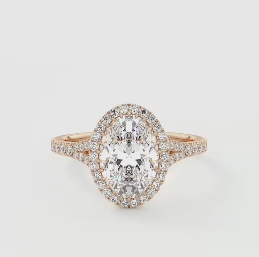 Aeris Oval Halo Pavé Bridge Engagement Ring