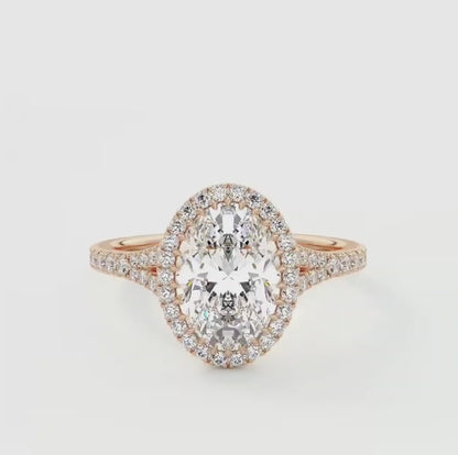 Aeris Oval Halo Pavé Bridge Engagement Ring