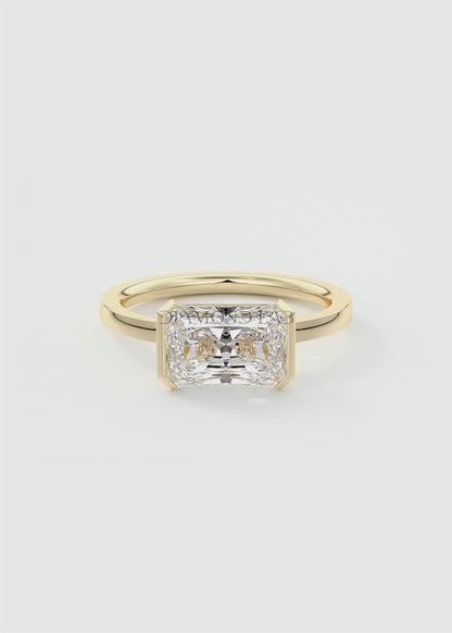 Alosta Elongated Radiant East-West Half Bezel Engagement Ring