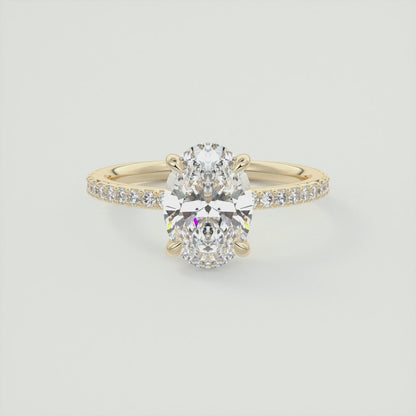 Liora Oval Pavé Engagement Ring – Lab Diamond or Moissanite