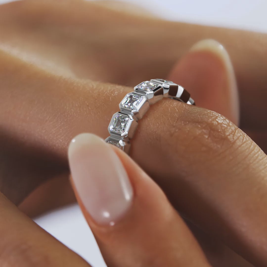 Valora Asscher Bezel Eternity Band – Lab-Grown Diamond or Moissanite