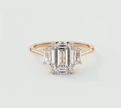 Calista Emerald Trapezoid Cathedral Engagement Ring