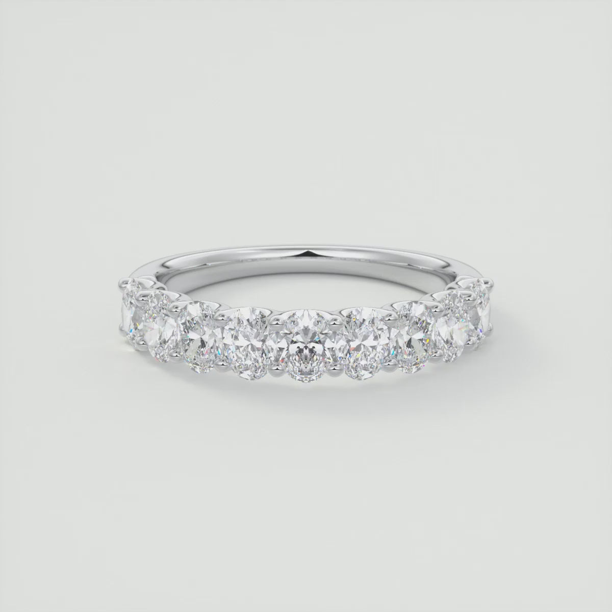 Aurelia Oval Half Eternity Band 4mm – Lab-Grown Diamond or Moissanite