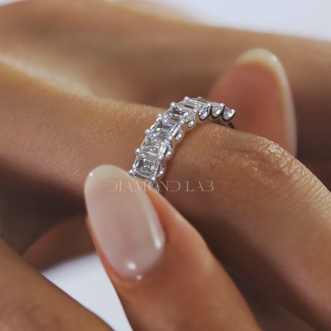 Aurelia Emerald Half Eternity Band 4mm – Lab-Grown Diamond or Moissanite