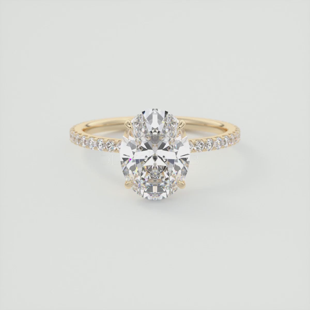 Isolde Oval Pavé Solitaire Ring