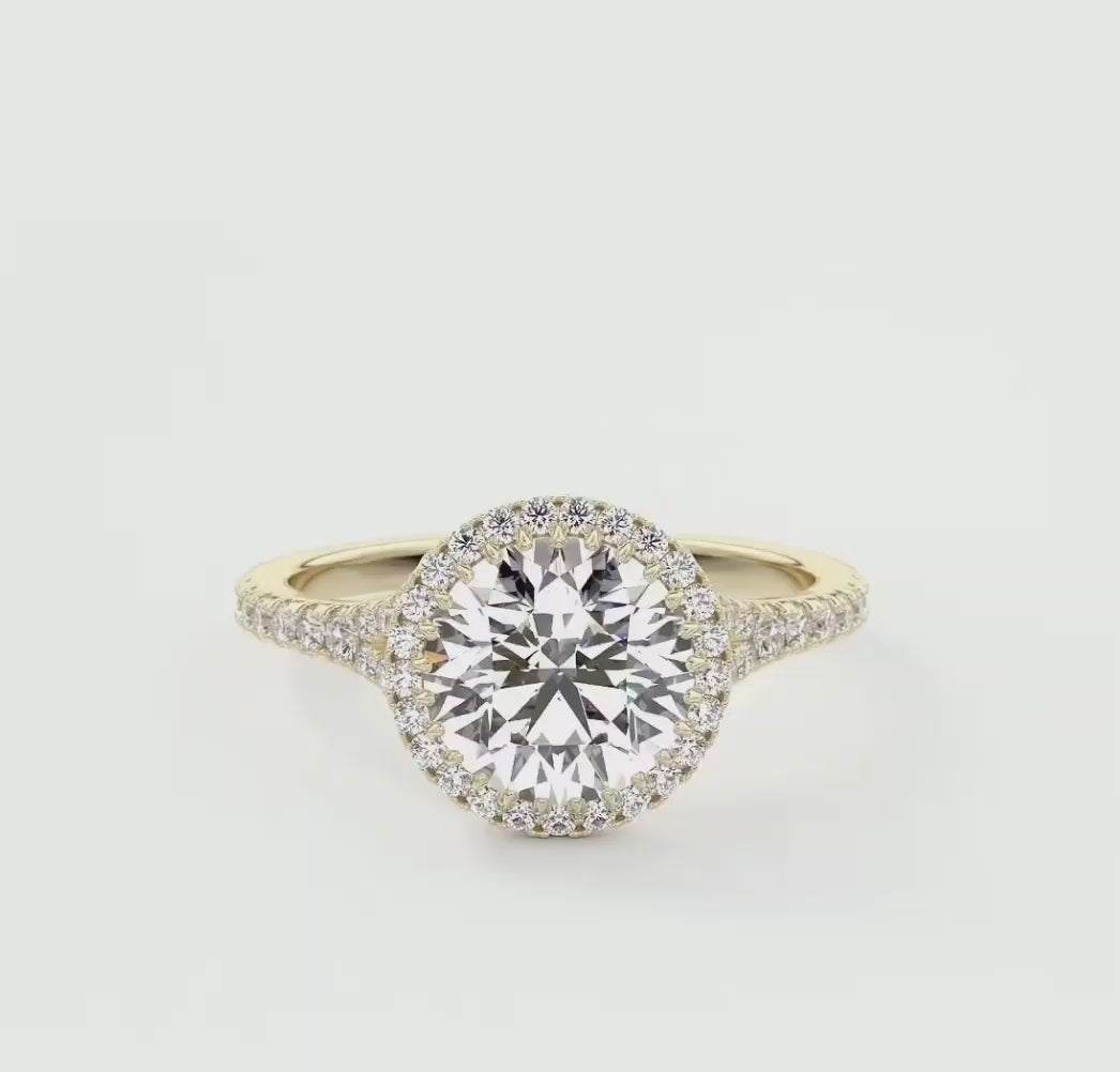 Aeris Round Halo Pavé Bridge Engagement Ring