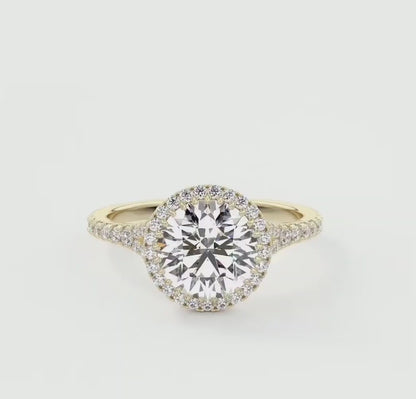 Aeris Round Halo Pavé Bridge Engagement Ring