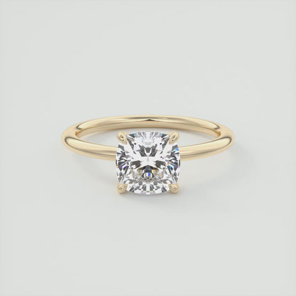 Aura Glide Cushion Solitaire Ring – Lab Diamond or Moissanite