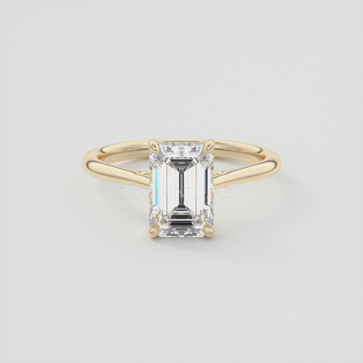 Lumia Emerald Cathedral Solitaire Ring – Lab Diamond or Moissanite