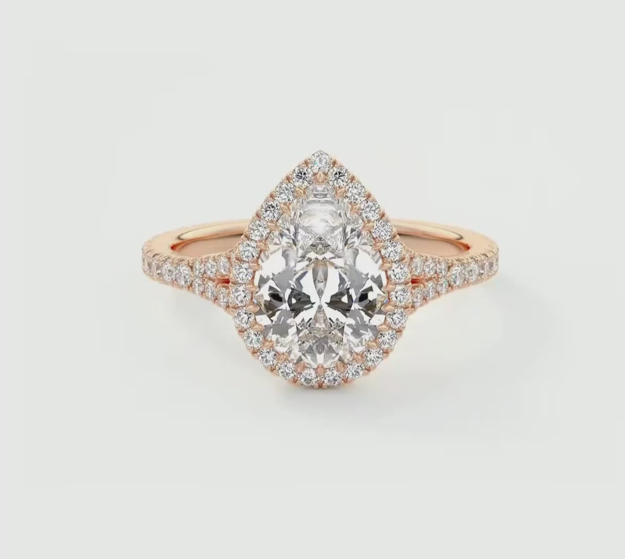 Aeris Pear Halo Pavé Bridge Engagement Ring