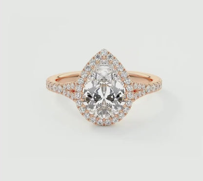 Aeris Pear Halo Pavé Bridge Engagement Ring