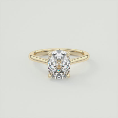 Lumia Cushion Cathedral Solitaire Ring – Lab Diamond or Moissanite