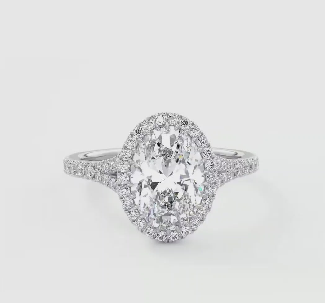 Aeris Oval Halo Pavé Bridge Engagement Ring