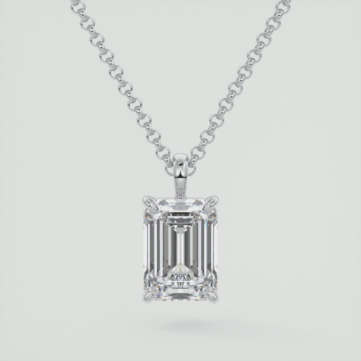 Celestine Emerald Prong Set Pendant Necklace – Lab-Grown Diamond or Moissanite