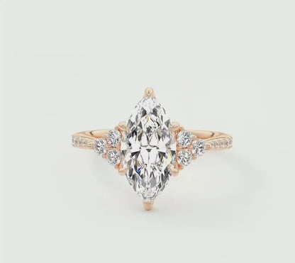 Tulip Marquise Cathedral Pavé Engagement Ring