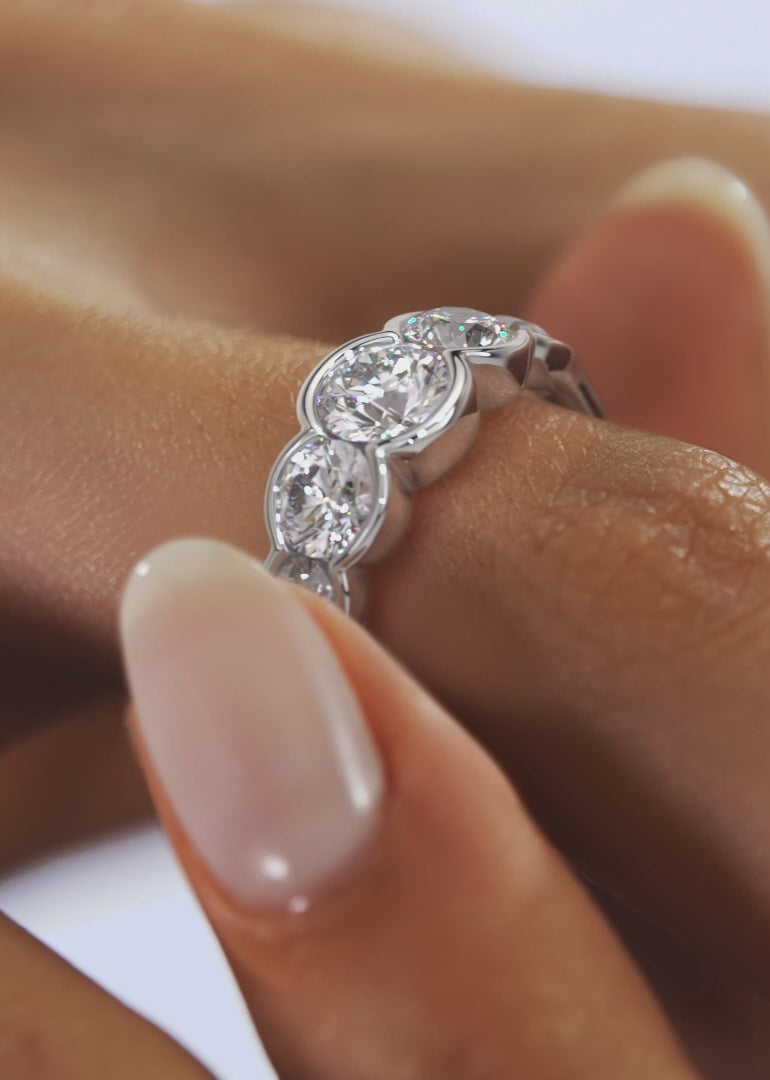 Virelle Round and Pear Half-Bezel Engagement Ring