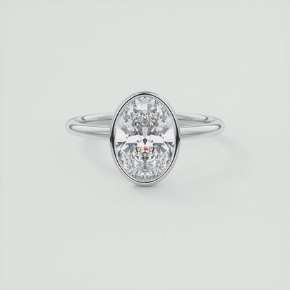 Véda Oval Bezel Ring – Lab Diamond or Moissanite