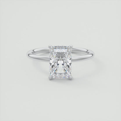 Aurora Radiant Hidden Halo Ring – Lab Diamond or Moissanite
