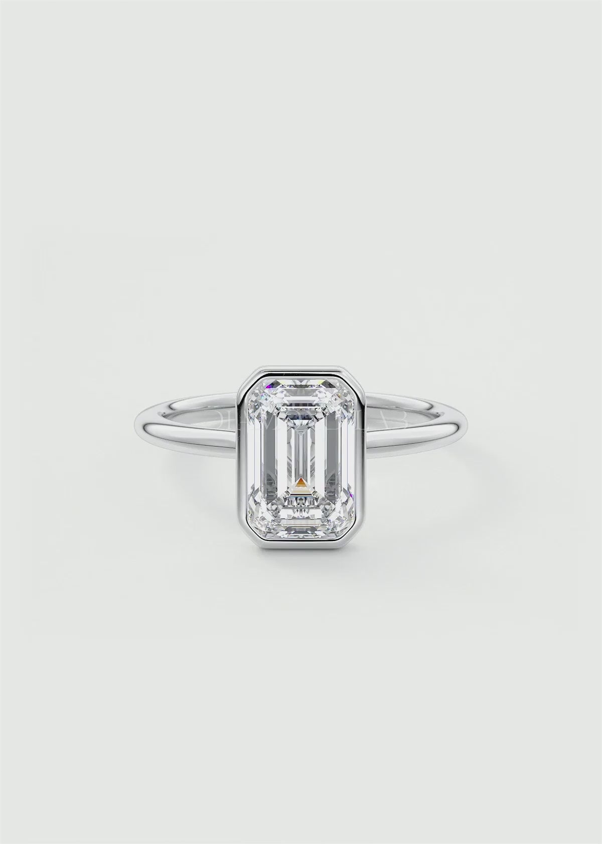 Véda Emerald Bezel Engagement Ring – Lab Diamond or Moissanite