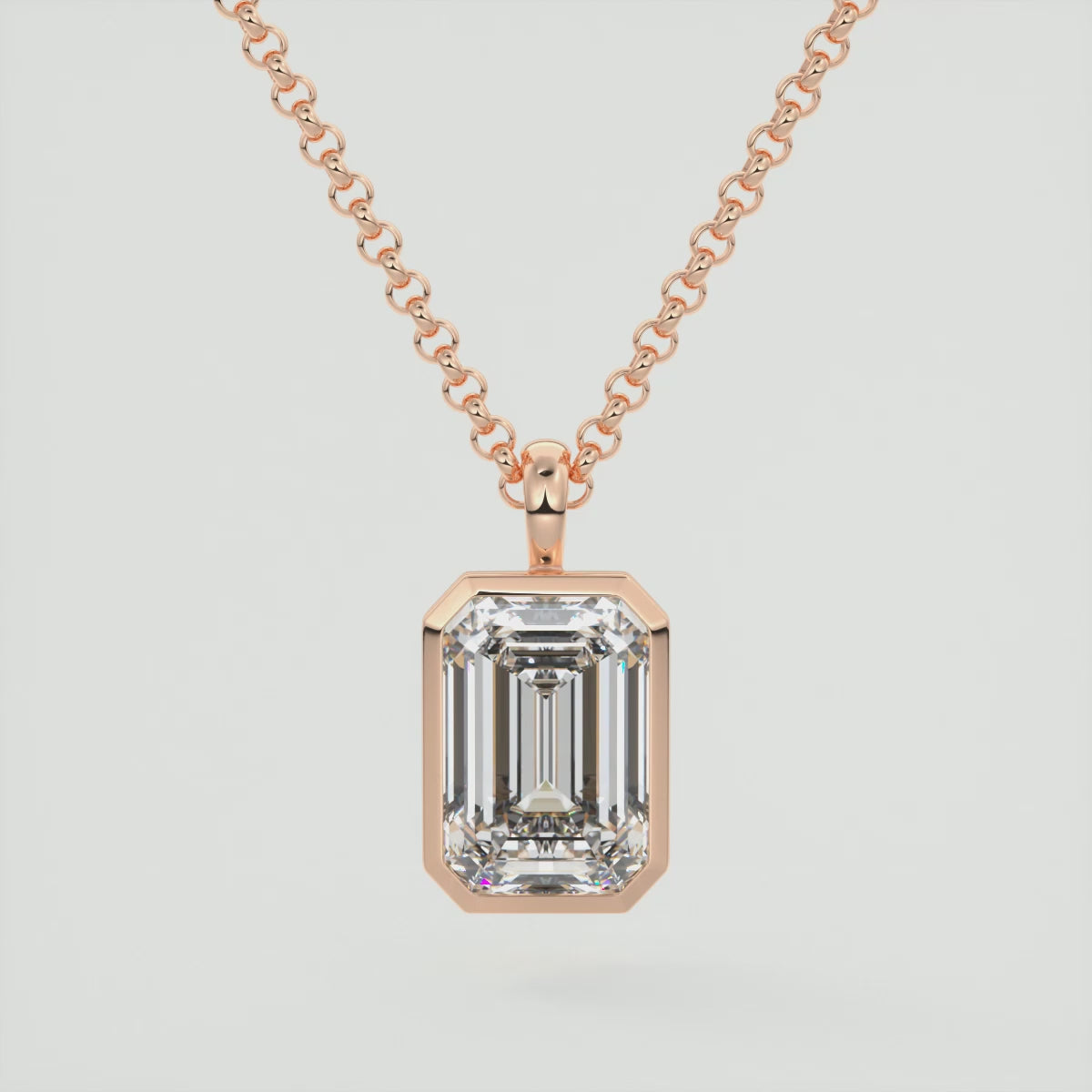 Lucienne Emerald Bezel Pendant Necklace – Lab-Grown Diamond or Moissanite