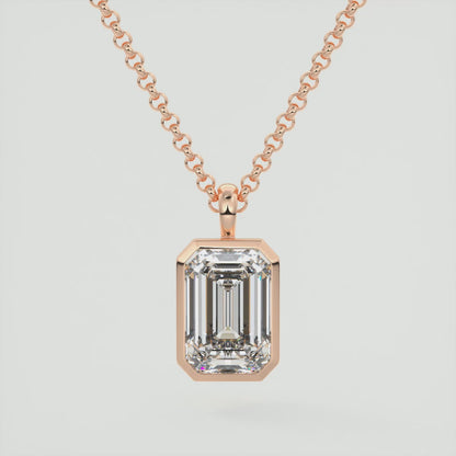 Lucienne Emerald Bezel Pendant Necklace – Lab-Grown Diamond or Moissanite