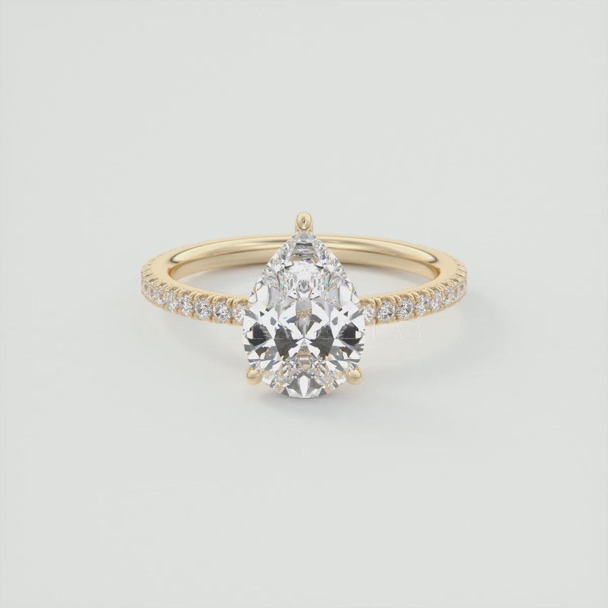 Isolde Pear Pavé Solitaire Engagement Ring