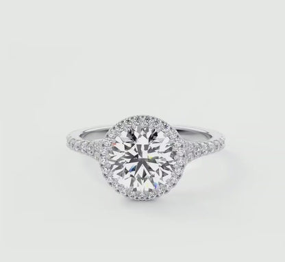 Aeris Round Halo Pavé Bridge Engagement Ring
