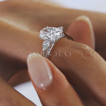 Aveline Oval Cathedral Three-Stone Engagement Ring