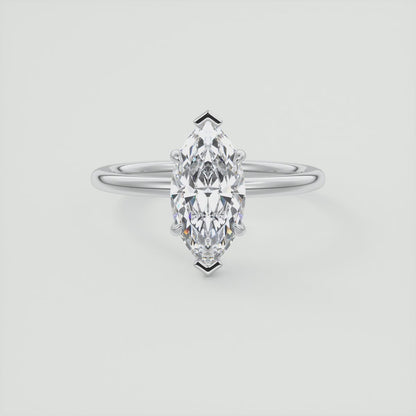Luna Marquise Solitaire Ring – Lab Diamond or Moissanite