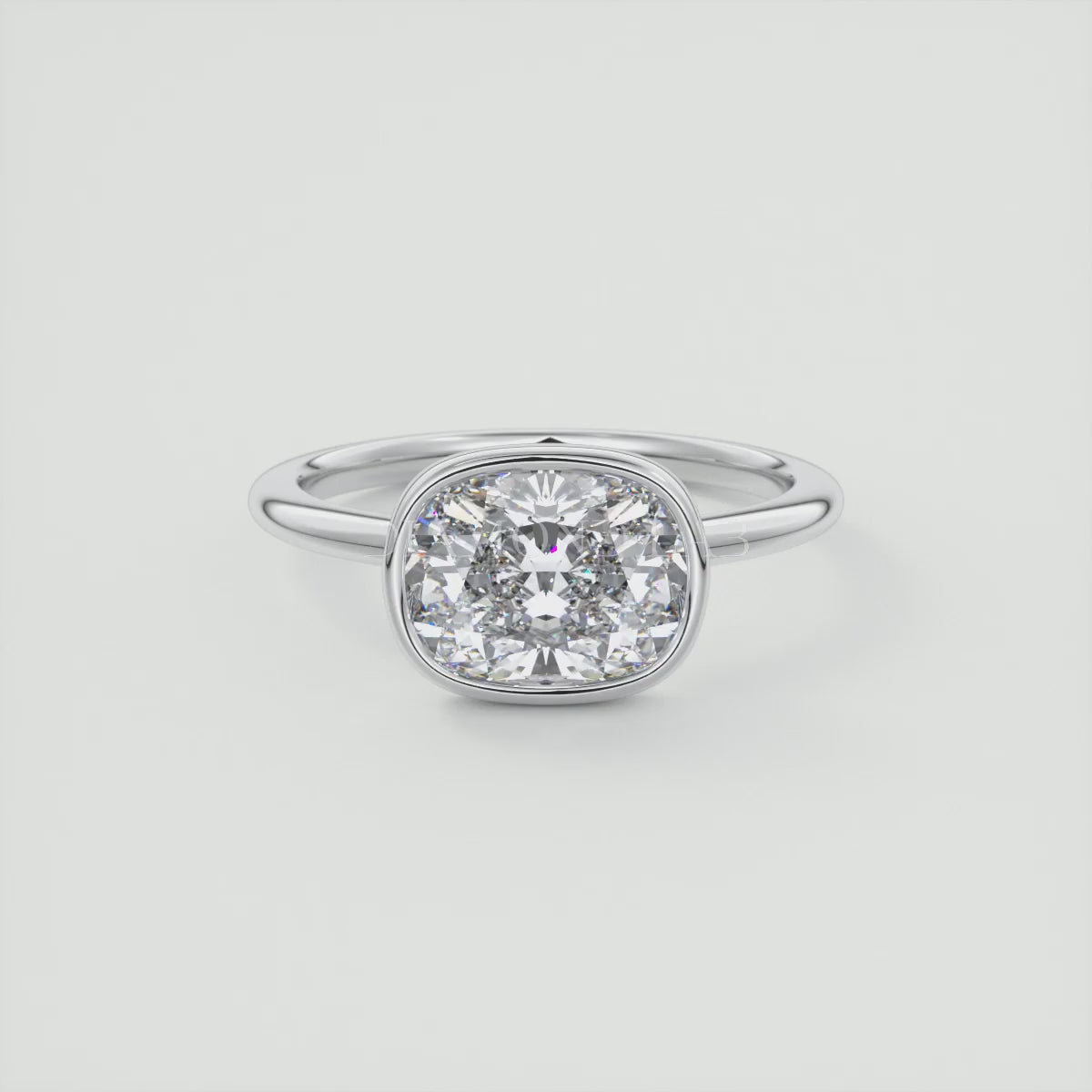 Véda East-West Elongated Cushion Bezel Engagement Ring
