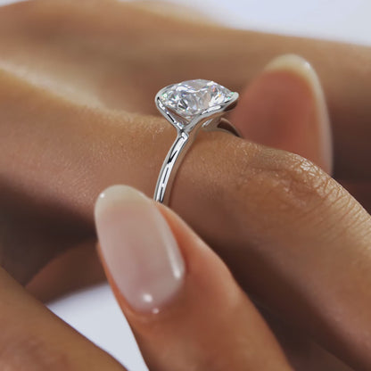 Solara Round Half Bezel Ring – Lab Diamond or Moissanite