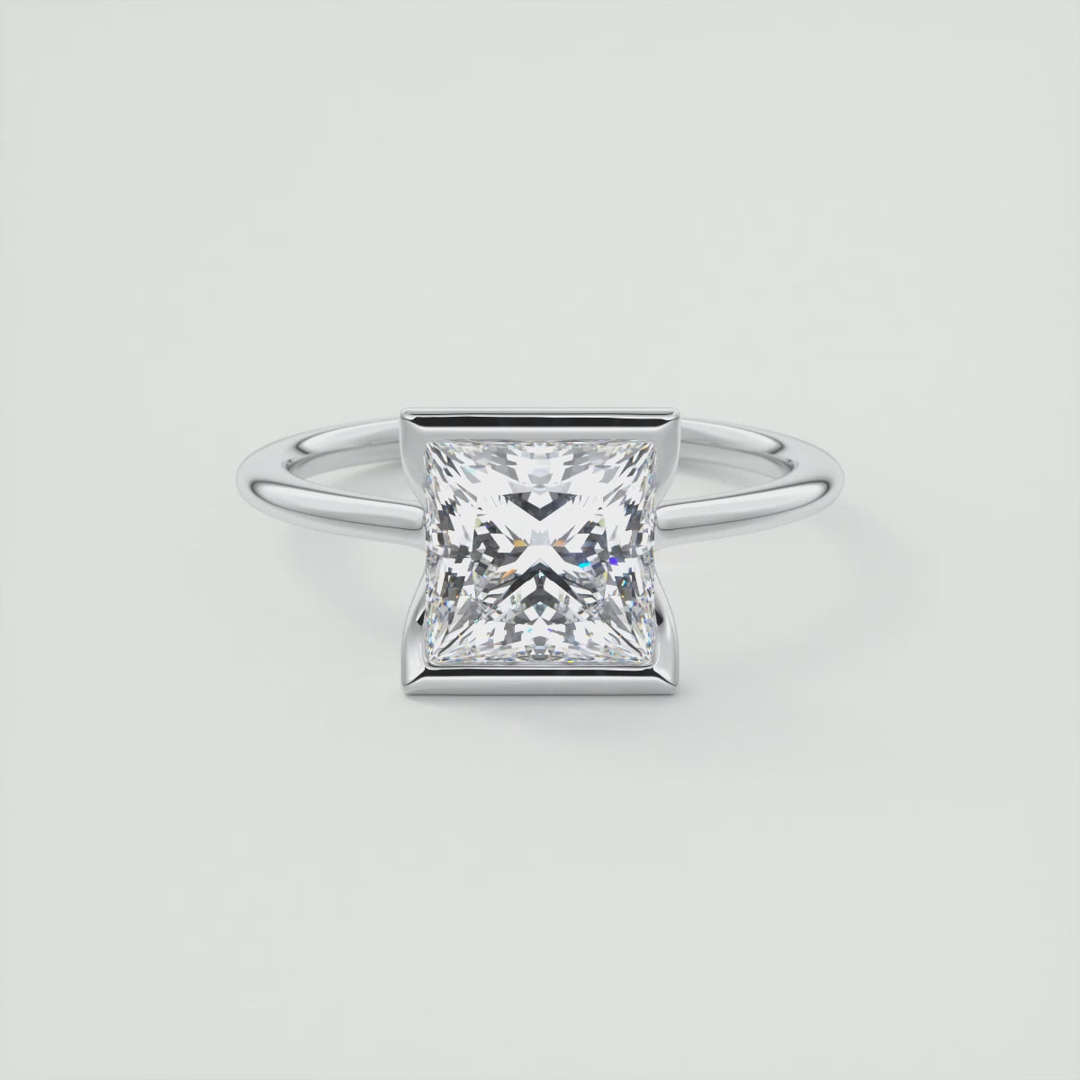 Solara Princess Cut Half Bezel Engagement Ring