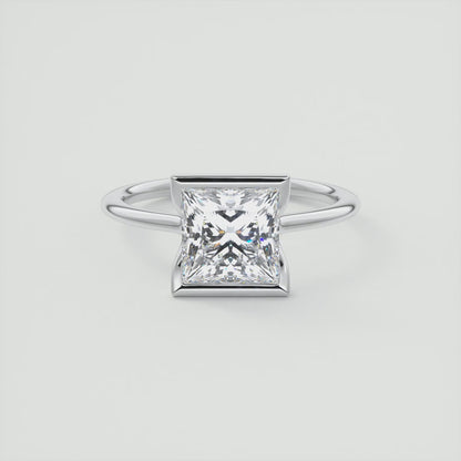 Solara Princess Cut Half Bezel Engagement Ring