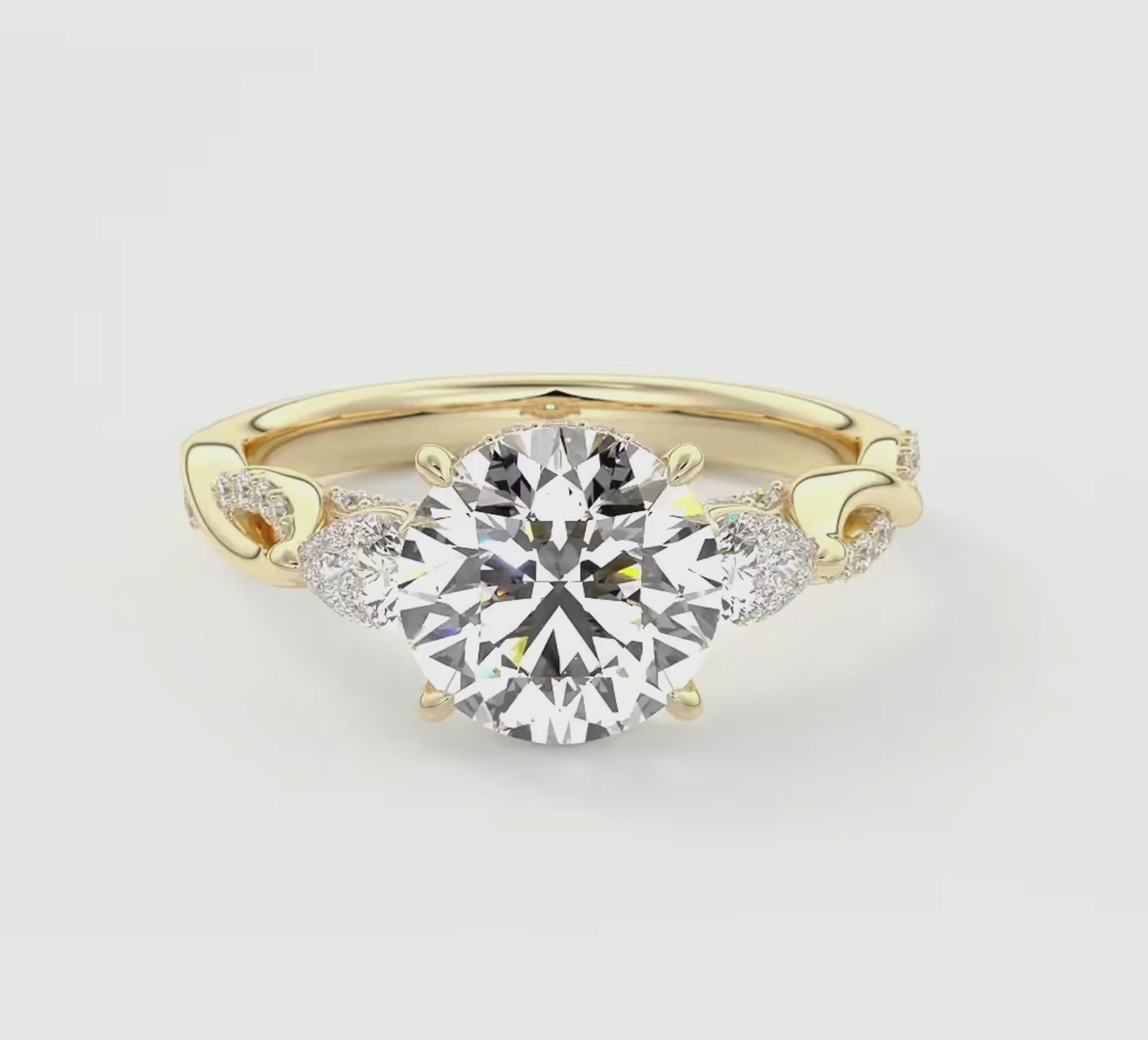 Florielle Round Trilogy Pave Engagement Ring