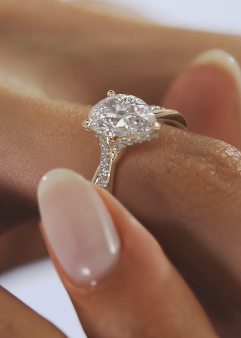 Mirella Pear Twisted Pavé Engagement Ring