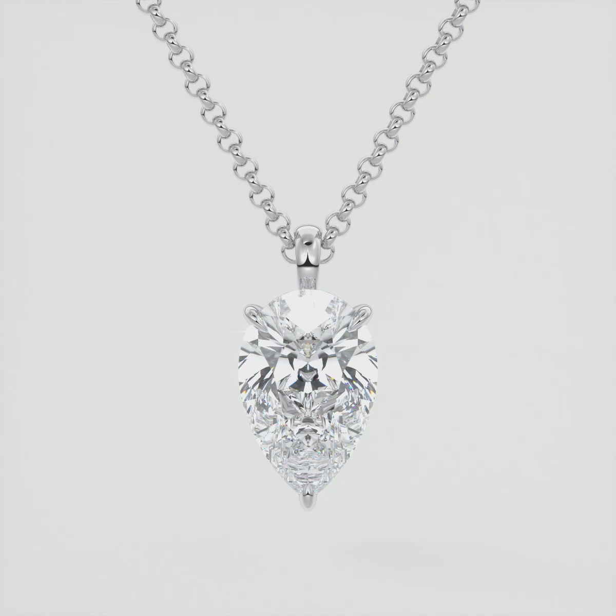 Aveline Pear Prong Set Pendant Necklace – Lab-Grown Diamond or Moissanite