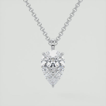 Aveline Pear Prong Set Pendant Necklace – Lab-Grown Diamond or Moissanite