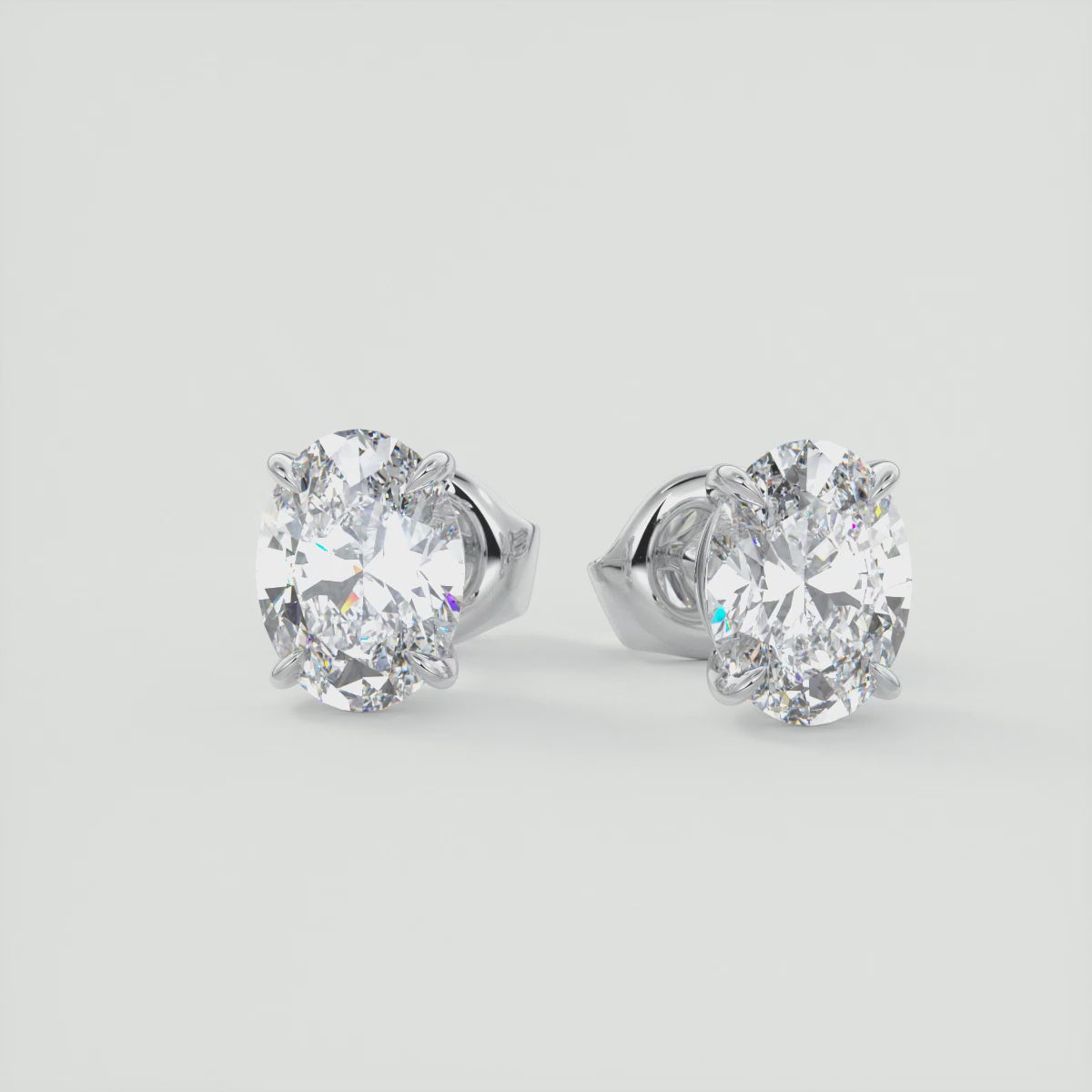 Radiant Oval Elegance Cathedral Stud Earrings