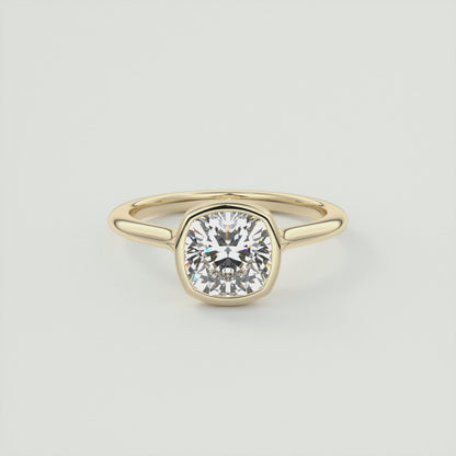 Aeris Cushion Bezel Engagement Ring – Lab Diamond or Moissanite