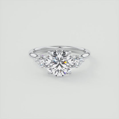 Aveline Round Cathedral Three-Stone Engagement Ring