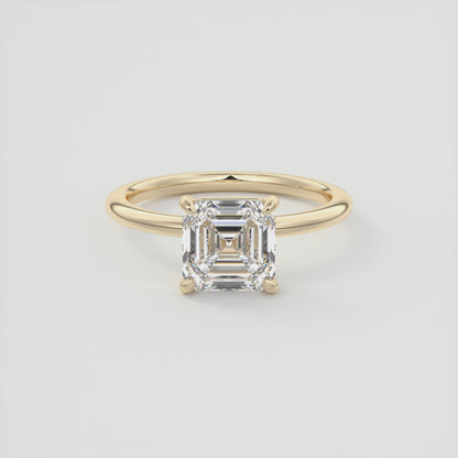 Luna Asscher Solitaire Ring – Lab Diamond or Moissanite